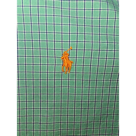 Ralph Lauren Mens Custom Fit Dress Shirt Small Green Checkered Button-Down - Picture 7 of 8